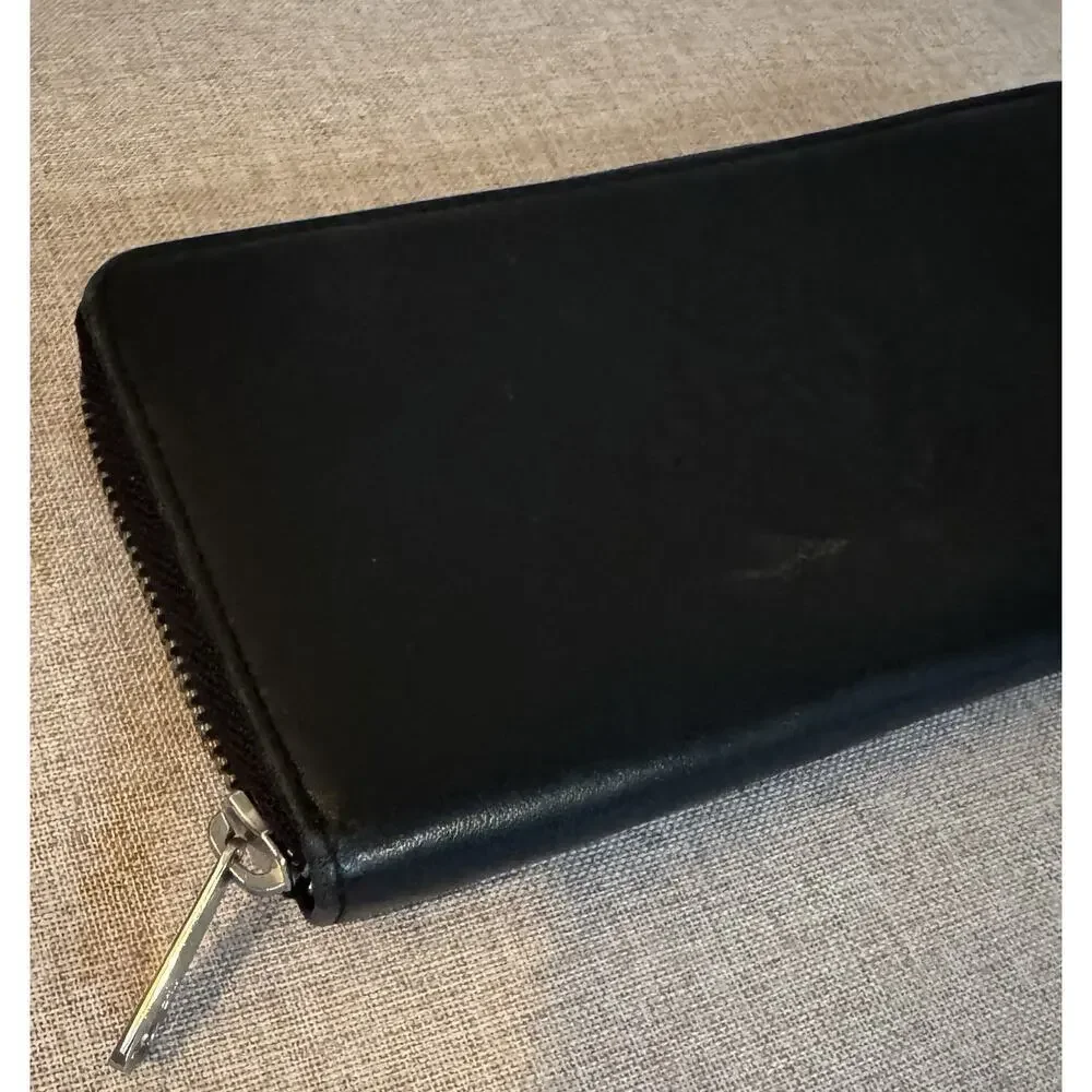 Lauren Ralph Lauren LRL Vintage Black Leather Zip-Around LXVII Wallet Clutch